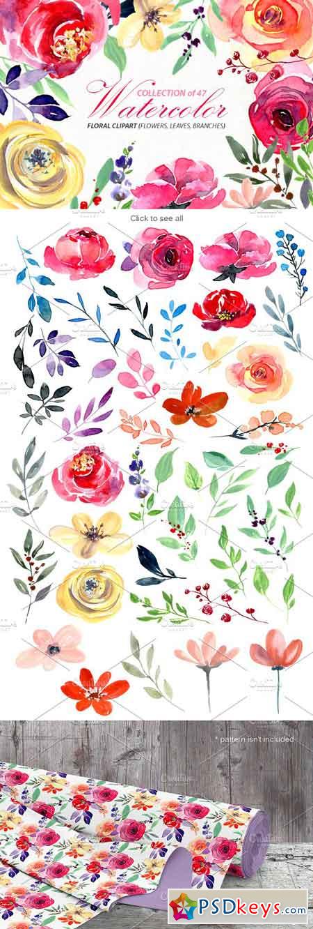 Bright watercolour flowers PNG 1848304