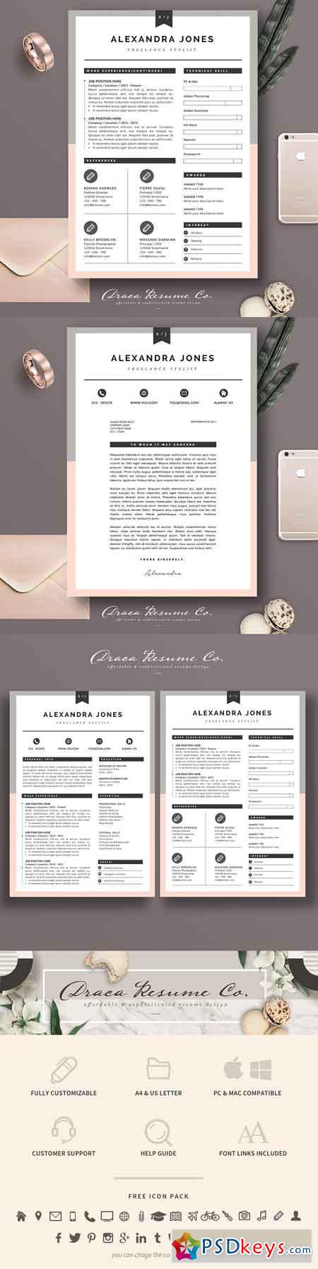 Resume Template 3 page pack AJ 1824769