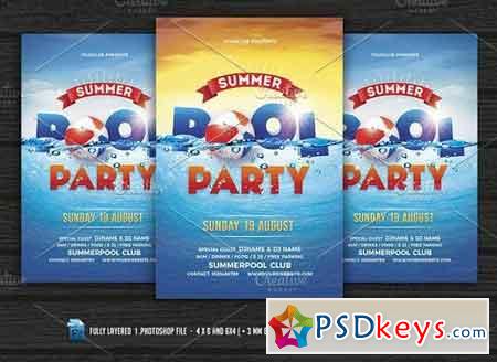 Pool Party Beach Party Flyer 1588756