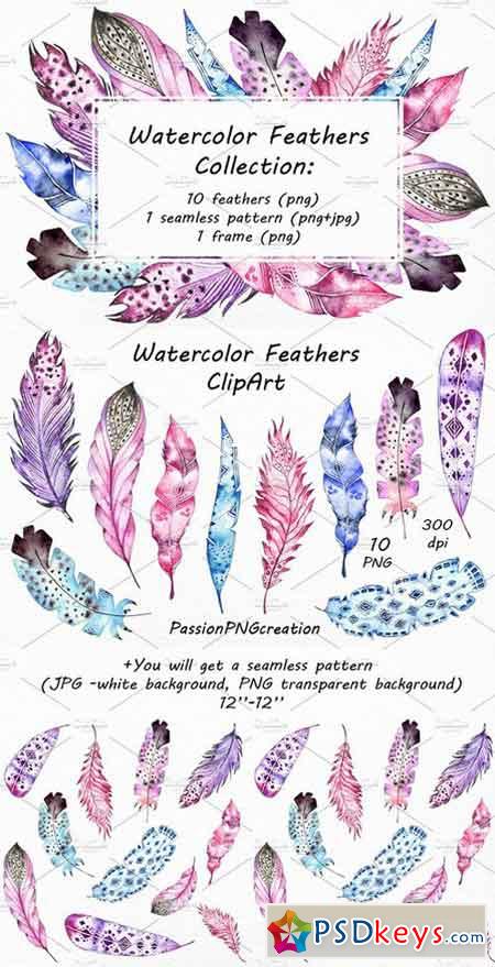 Watercolor Feathers lip art 1806515