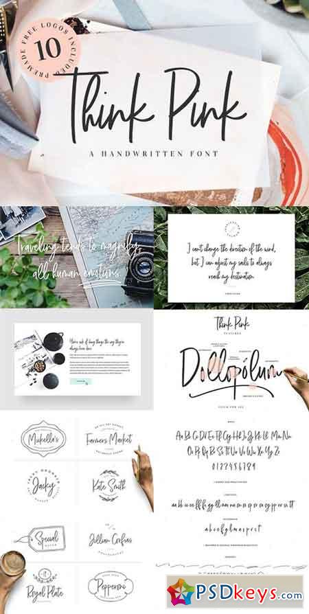 Think Pink Handwritten Font & Logos 1782154