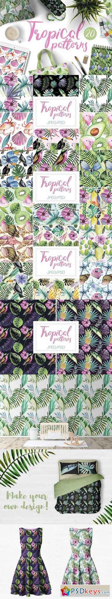 Watercolor Tropical Patterns 1808366