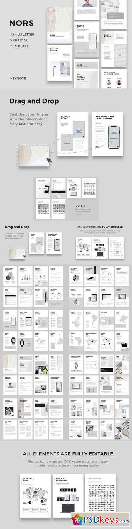 NORS A4 US Letter Vertical Keynote Template