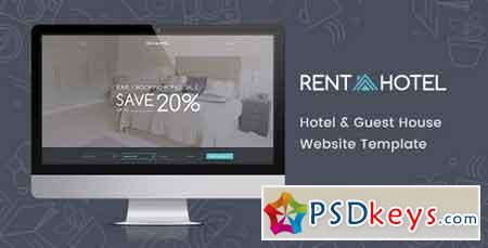 Rent a Hotel - Hostel & Guest House Booking Website PSD Template 14646422