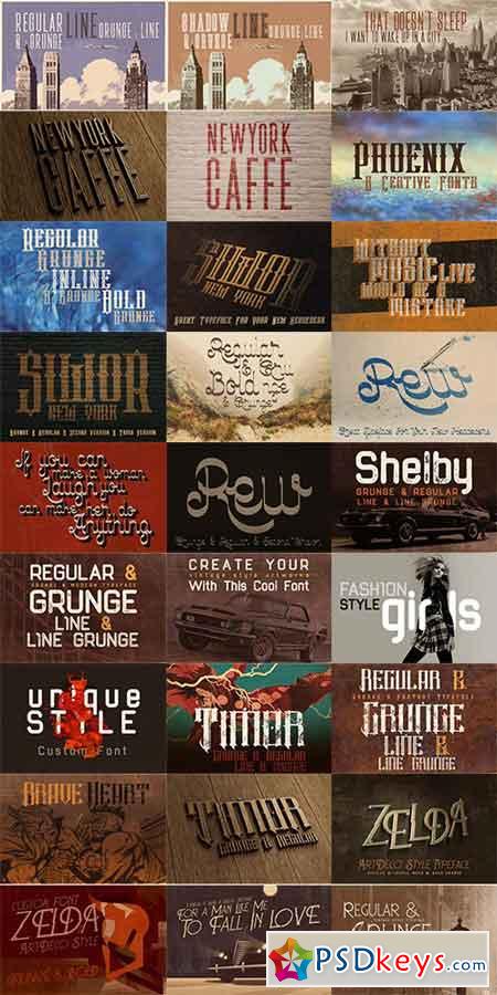 The Creative & Grunge Font Toolkit (12 font families)