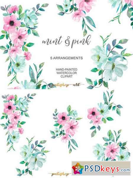Mint & Pink Floral Arrangements 1820402