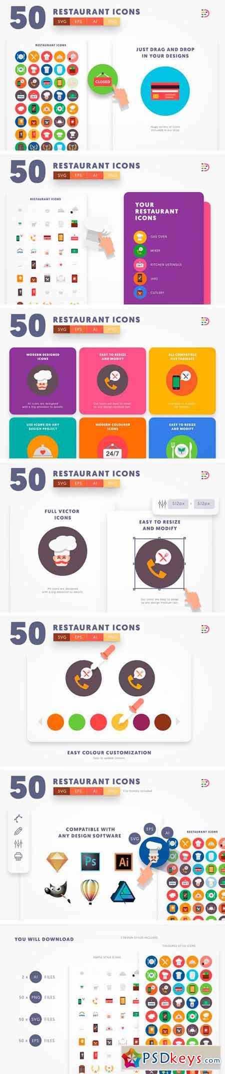 50 Restaurant Icons 1781314