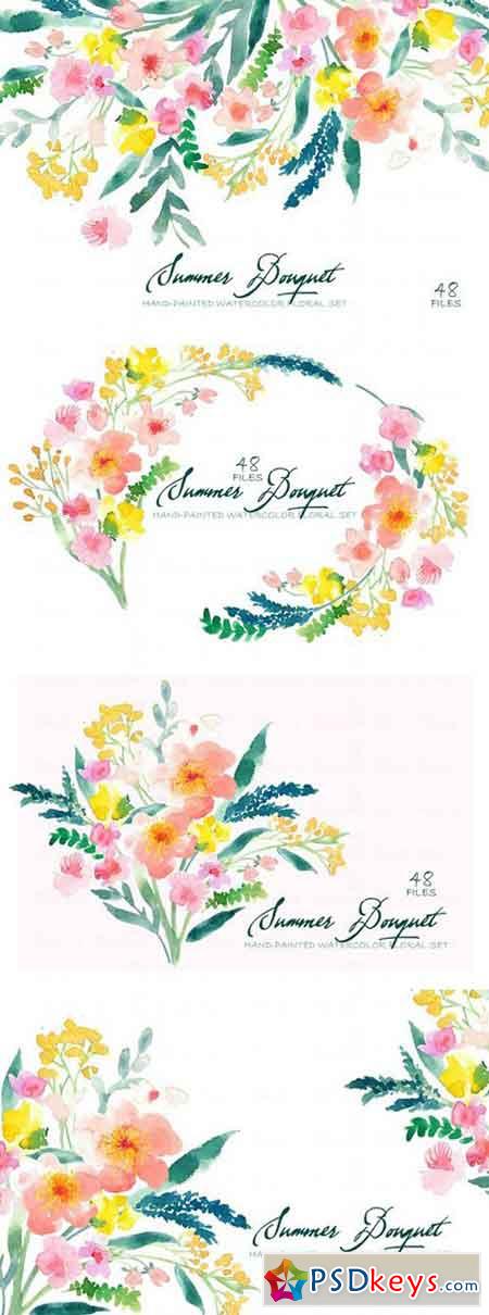 Summer Bouquet - Watercolor Clipart 371690