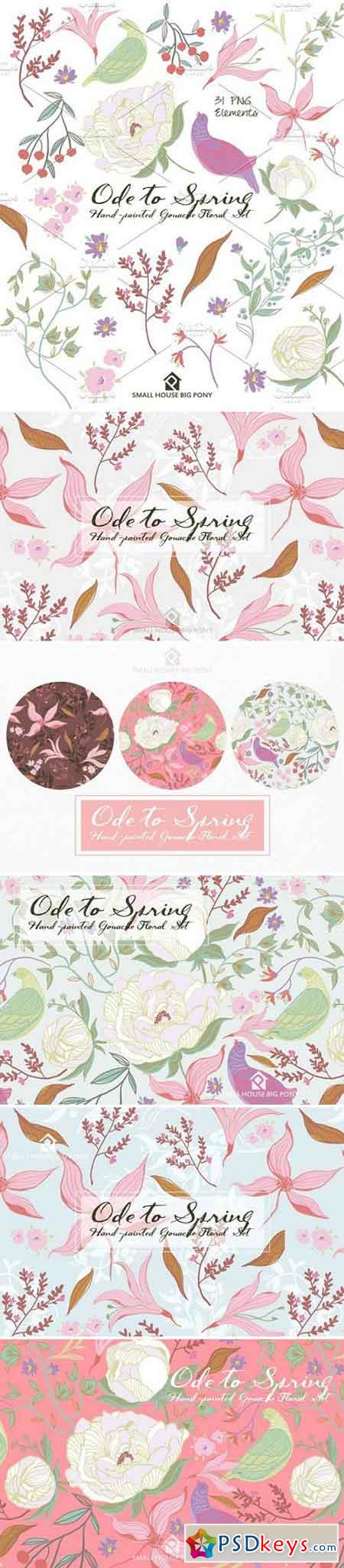 Ode to Spring- Gouache Floral Set 1290811
