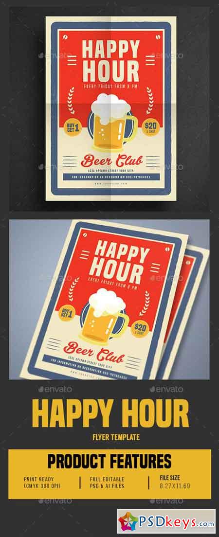 Retro Old Vintage Happy Hour Beer Promotion 16638604