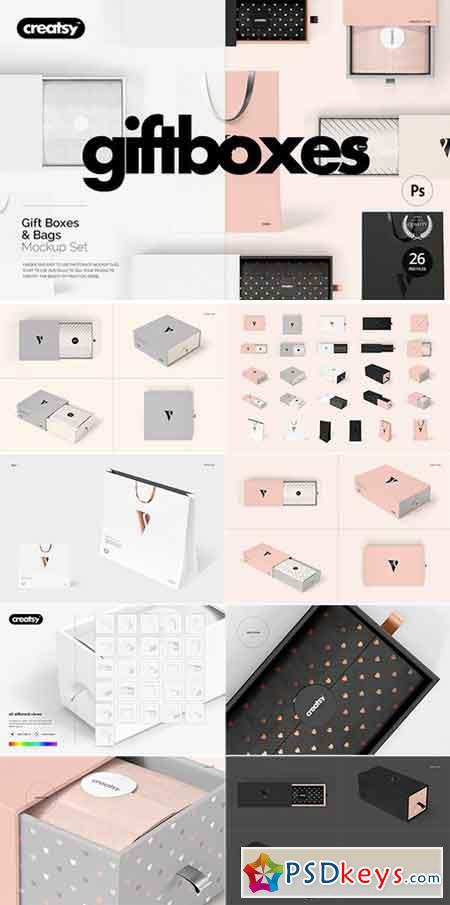 Download Gift Boxes and Bags Mockup Set 1834431 » Free Download Photoshop Vector Stock image Via Torrent ...