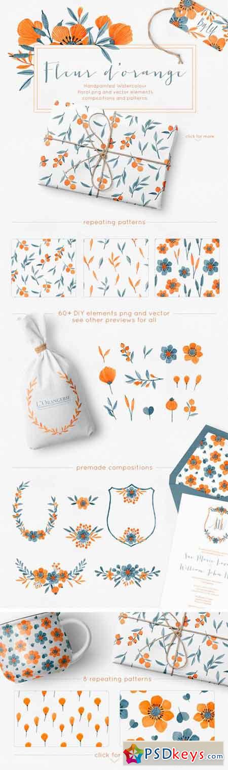 Floral Watercolor Graphics Bundle 1816797