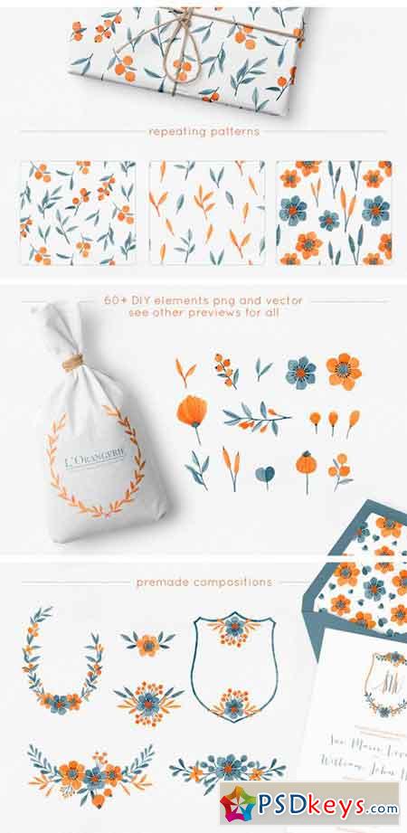 Floral Watercolor Graphics Bundle 1816797