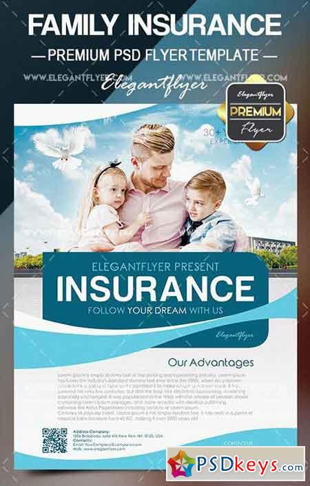 Family Insurance  Flyer PSD Template + Facebook Cover