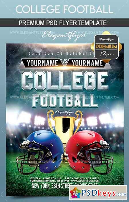 College Football  Flyer PSD Template + Facebook Cover