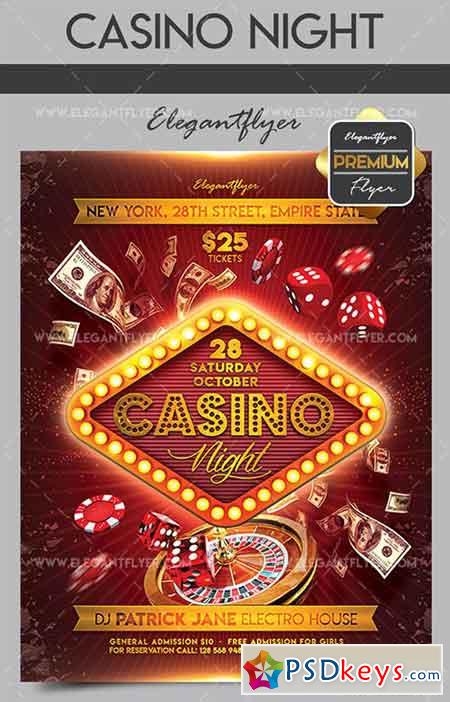 Casino Night V02  Flyer PSD Template + Facebook Cover