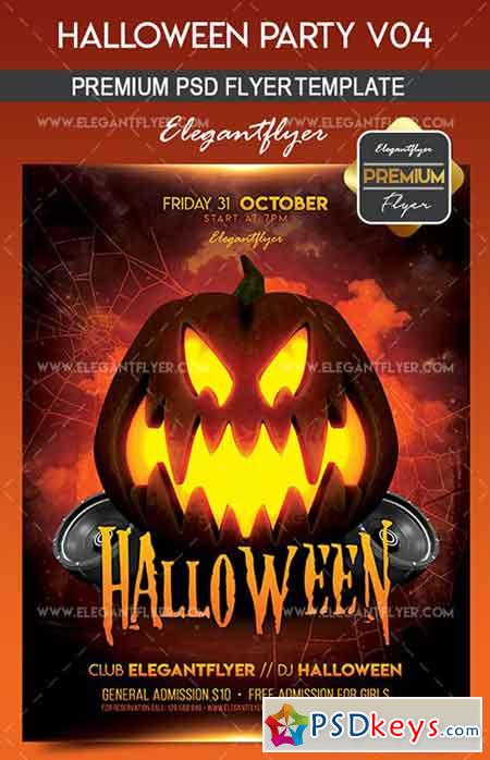 Halloween Party V04  Flyer PSD Template + Facebook Cover