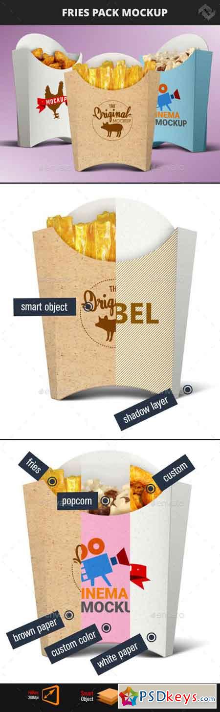 Recycled Paper French Fries Pack Mockup 20704783