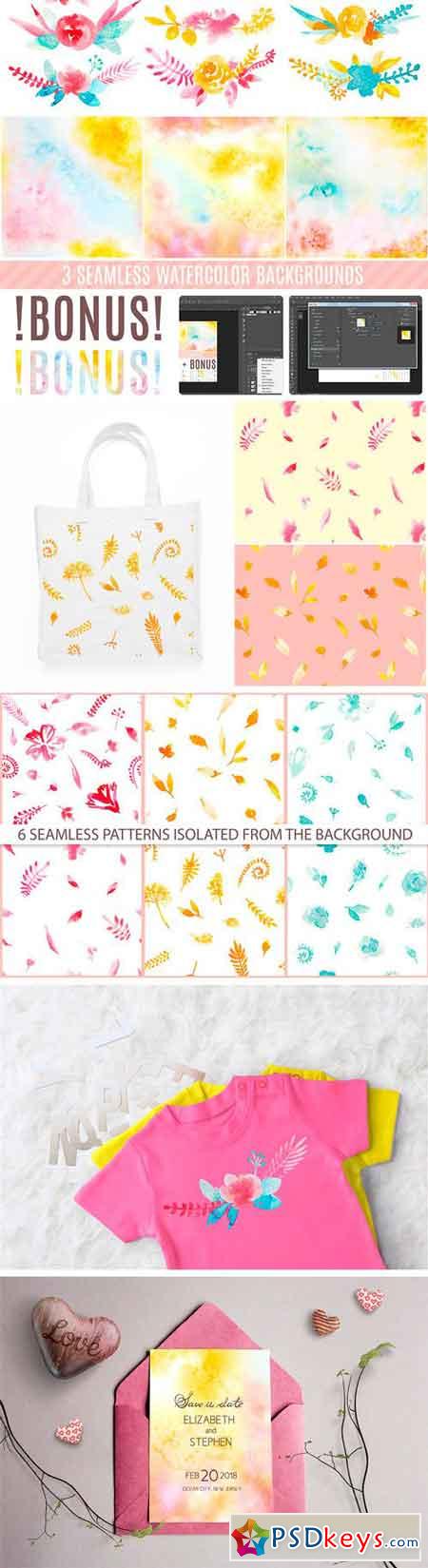 150 WATERCOLOR CLIPART ELEMENTS 1741076