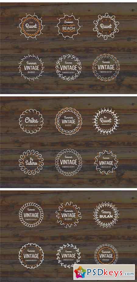 24 Vintage Circle Badges 1883455