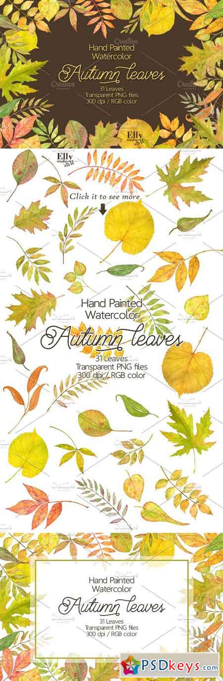 Watercolor autumn leaves clip art 1903144