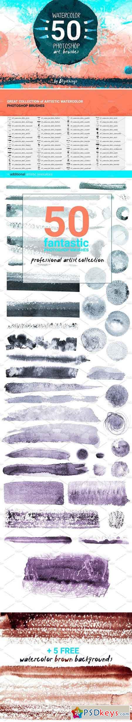 Watercolor art brushes for Photoshop 1834996