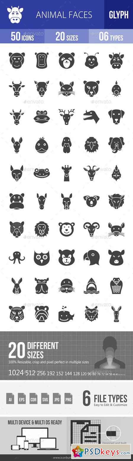 Animal Faces Glyph Icons 19594241