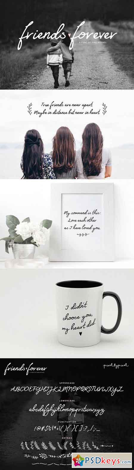 Friends Forever Font + Floral Extras 1887637