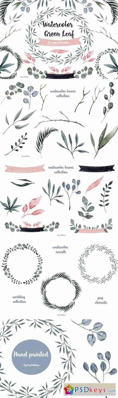 Watercolor Clipart Green Leaf 1865468
