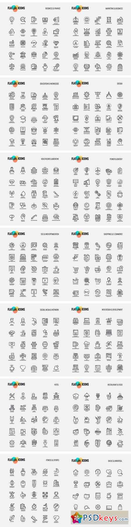 Big Collection of Flat Line Icons 1881566