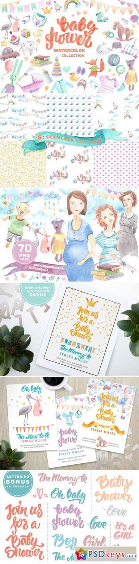 Baby shower watercolor collection 1872541