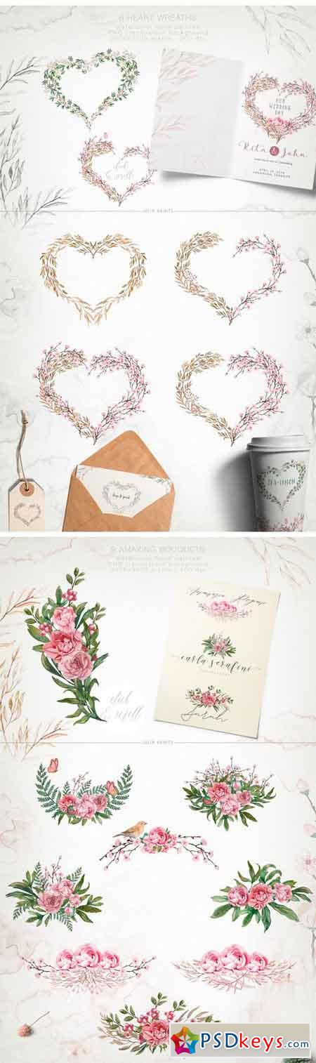 Add Peonies - Watercolor Graphic Set 1868042