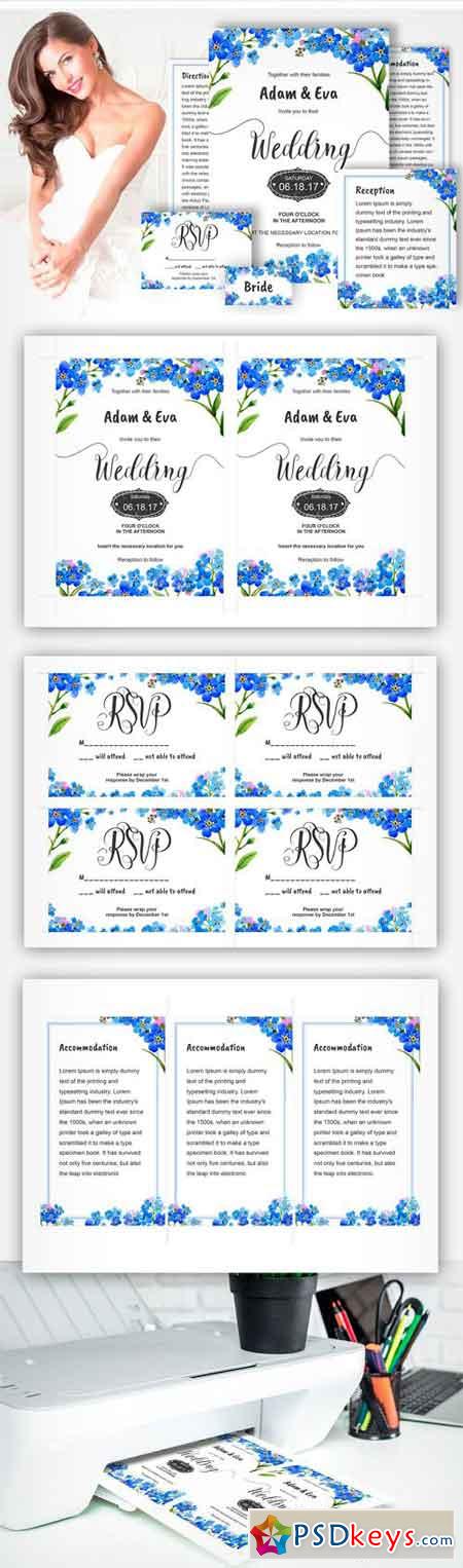 Myosotis Flowers PNG Watercolor Set 1920321