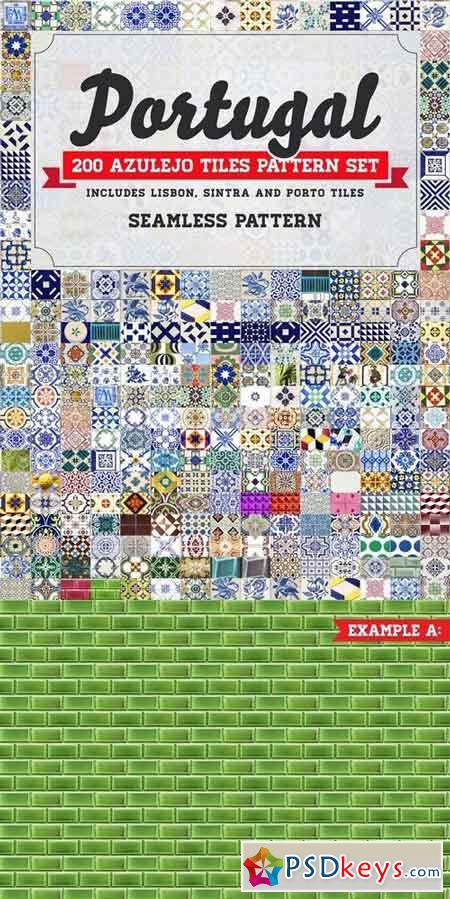 200 Seamless Portugal Azulejo Tiles 1949227