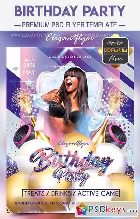 Birthday Party 2017  Flyer PSD Template + Facebook Cover