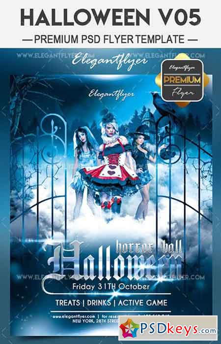 Halloween ball 2017  Flyer PSD Template + Facebook Cover