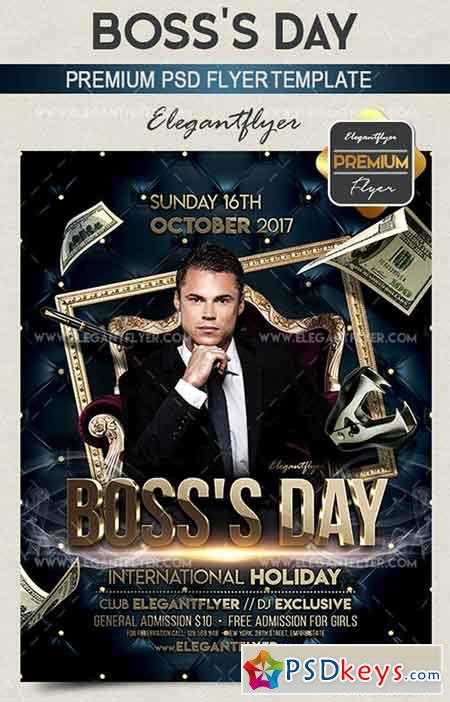 Bosss Day  Flyer PSD Template + Facebook Cover