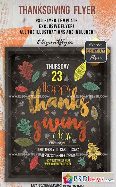 Thanksgiving  Flyer PSD Template + Facebook Cover
