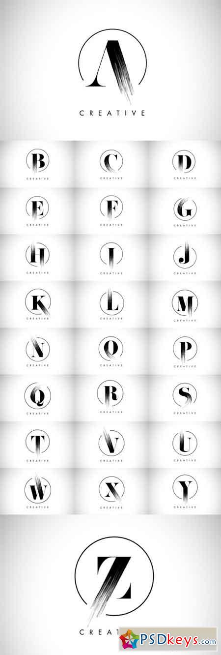 Brush Stroke Letter Logos Design Black Paint Logo Leters Icon