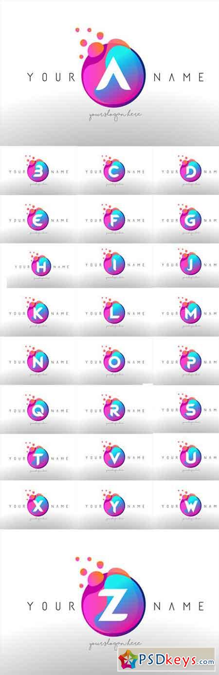 Dots Letter Logo With Bubbles. A Letter Design Vector with Vibtant Colored Particles