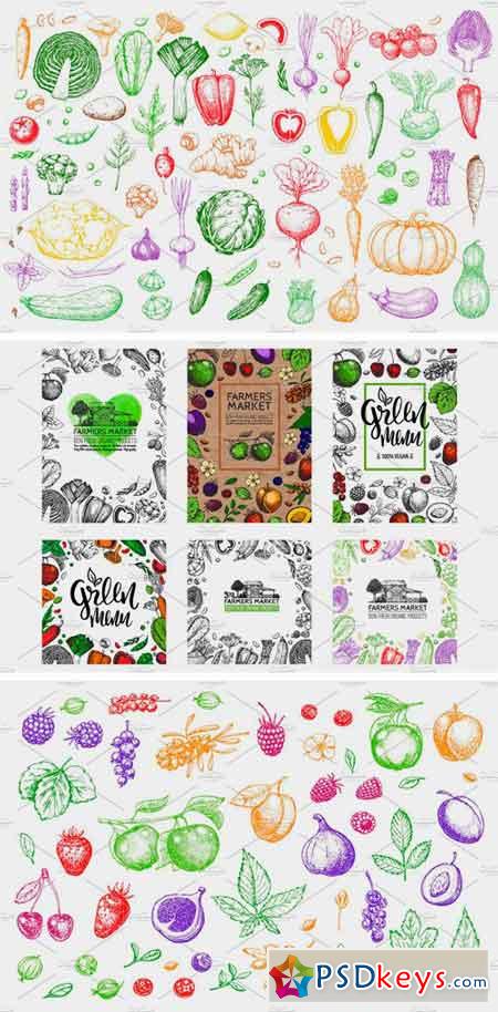 Hand Drawn Vegetables and Fruit 1934842