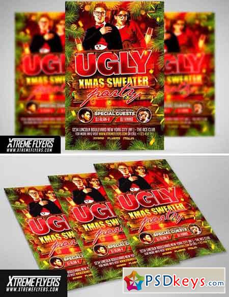 Ugly Christmas Sweater Party Flyer 1814372
