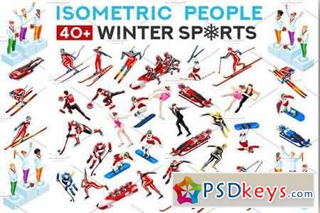 Winter Sport Athlete Icons Vector 1993859