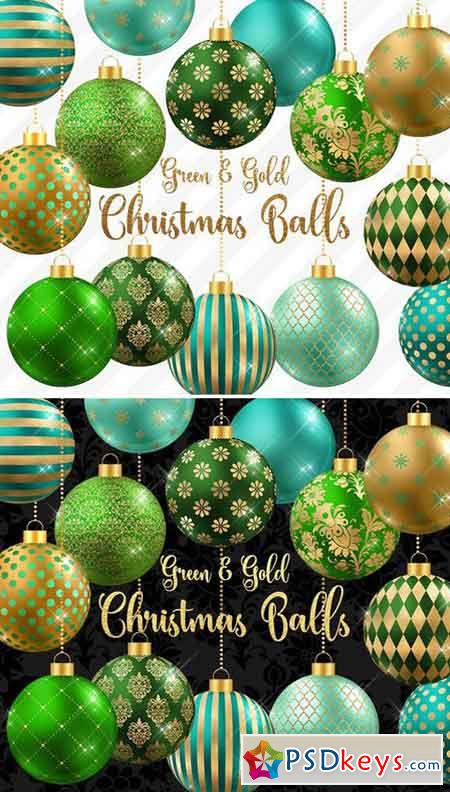 Green and Gold Christmas Balls 2007902