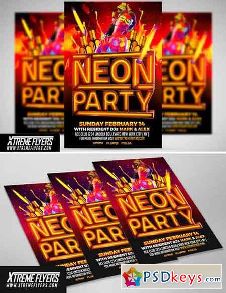 Neon Party Flyer Template 1811127