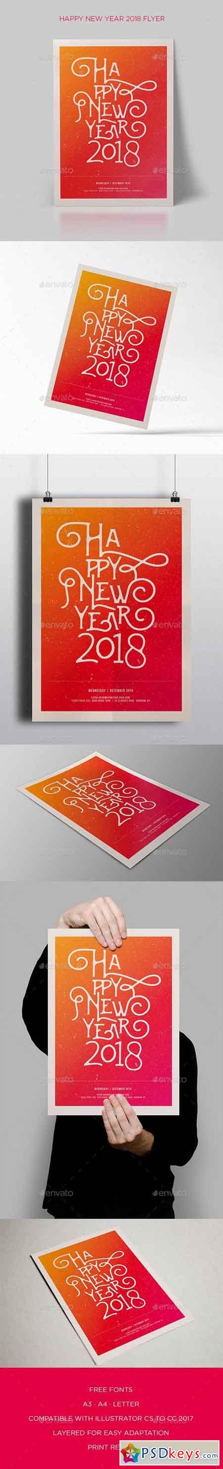 Happy New Year 2018 Flyer 20983263