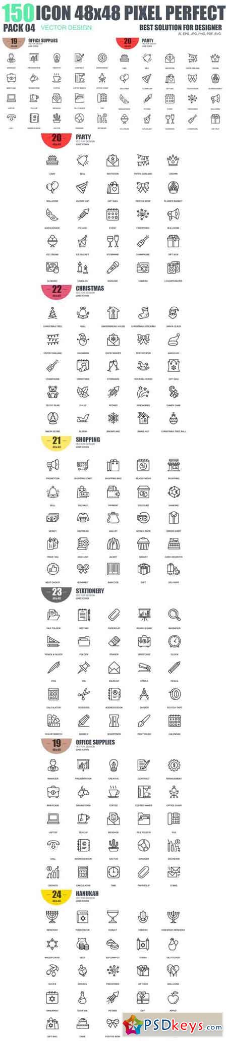 150 Line Icons Pack 4