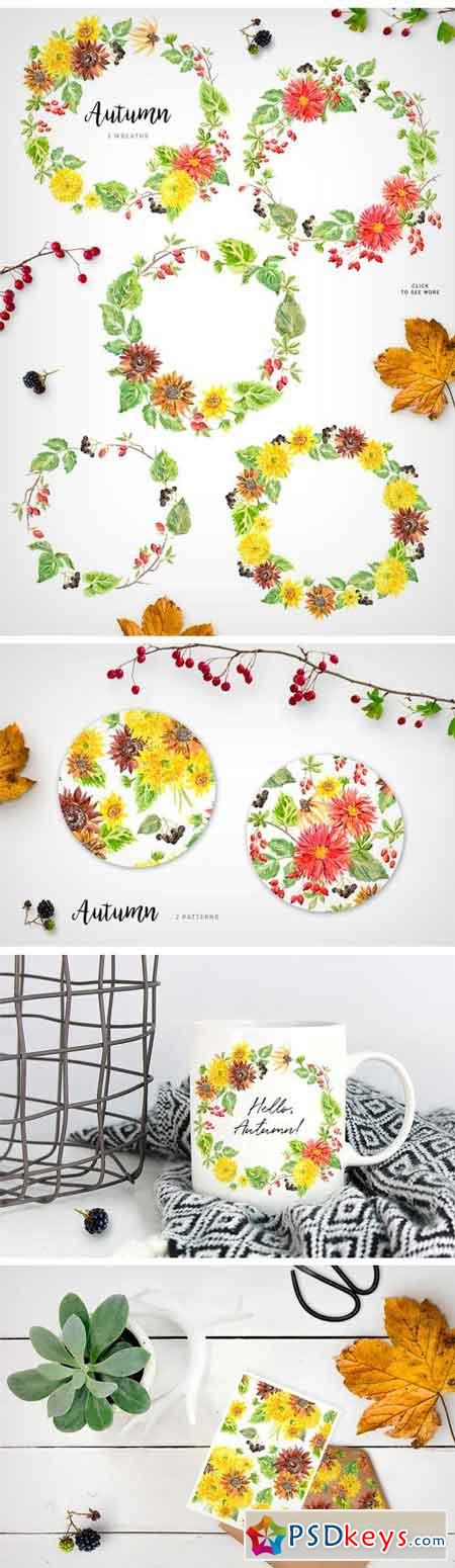 Autumn Watercolor Floral Collection 1978266