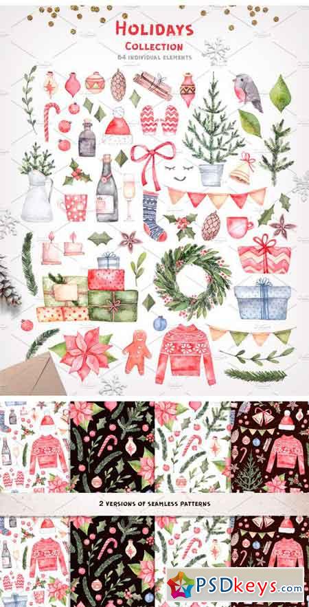 Christmas Holidays Watercolor Set 2040479