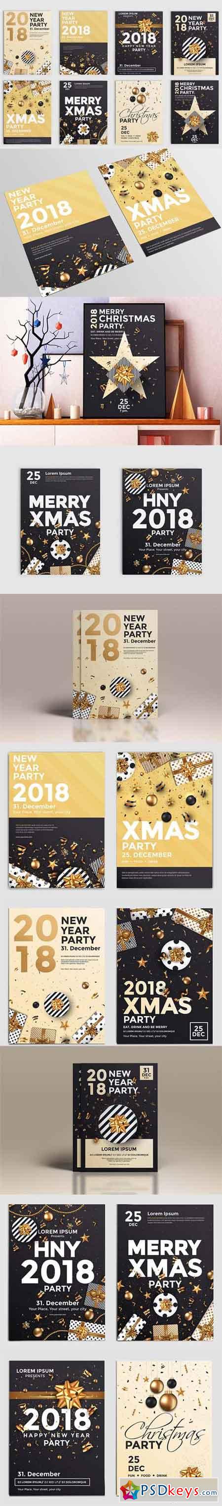 Set of 10 Christmas Party Flyer Templates